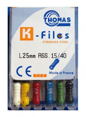 |فایل دستی بسته 6 عددی K-file طول 25 میلی متر برند Thomas