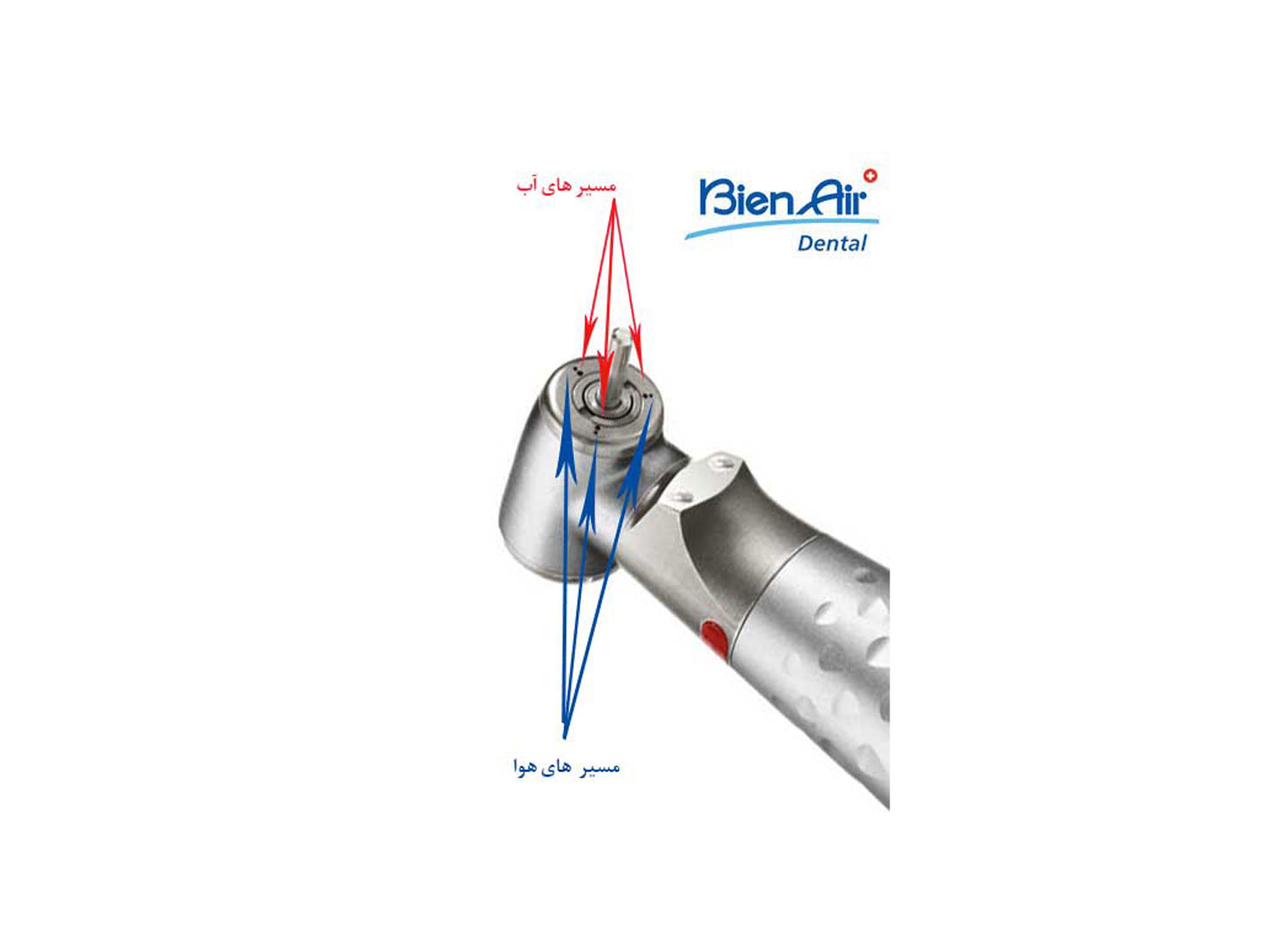 آنگل توربینی 1:5فایبراپتیک (نوری) دورقرمز Bien air dental