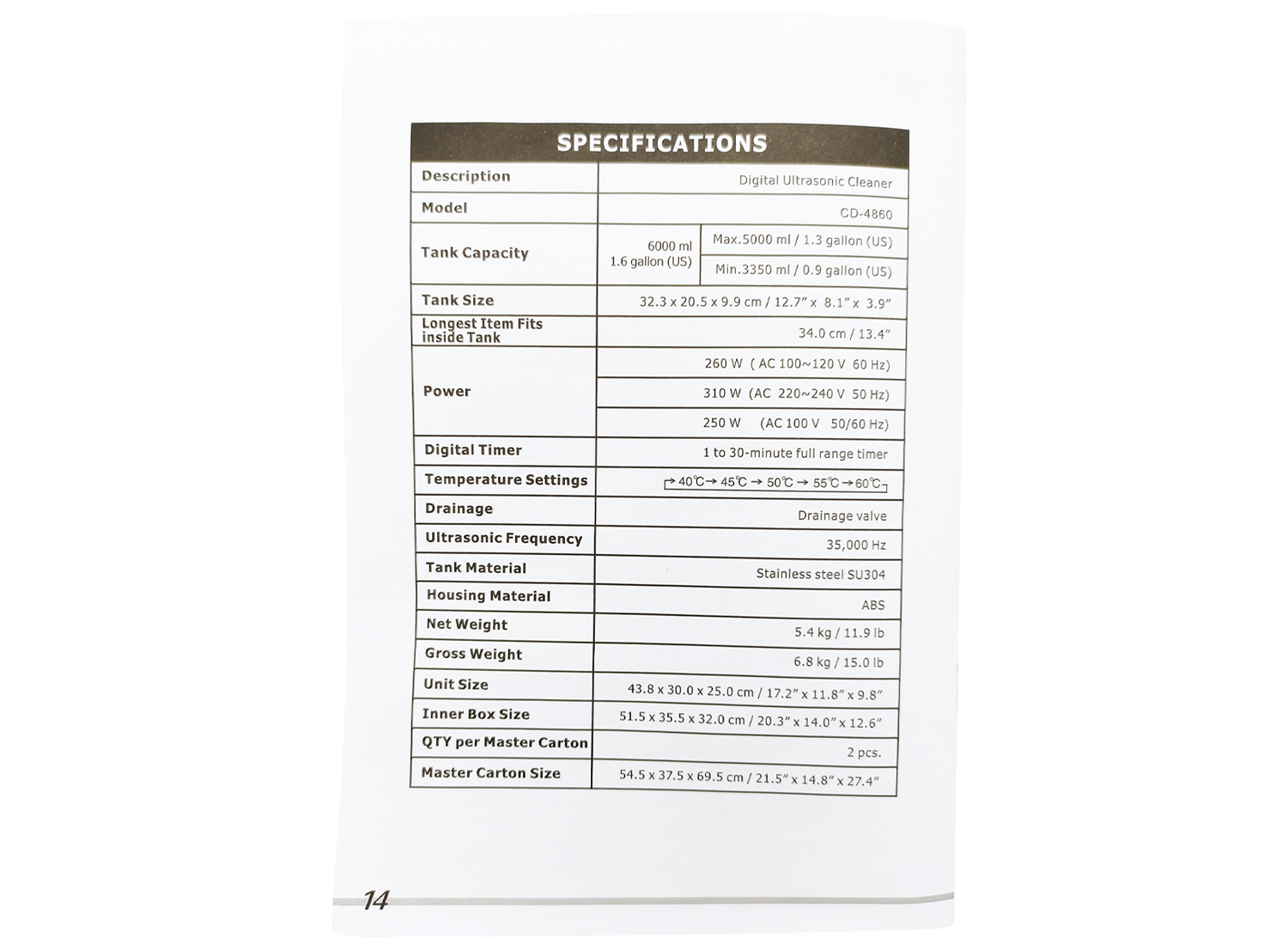 اولتراسونیک 6 لیتری مدل CD-4860 برند Codyson