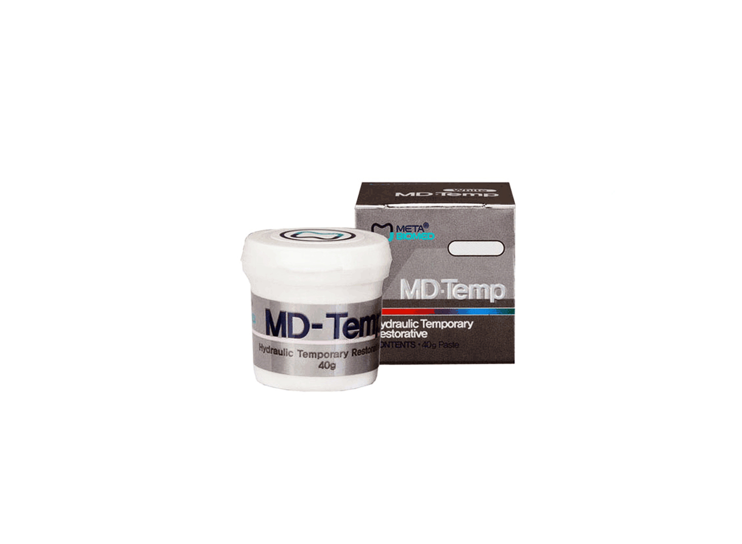 سمان موقت بدون اوژنول MD.Temp قوطی 40 گرمی برند MetaBiomed