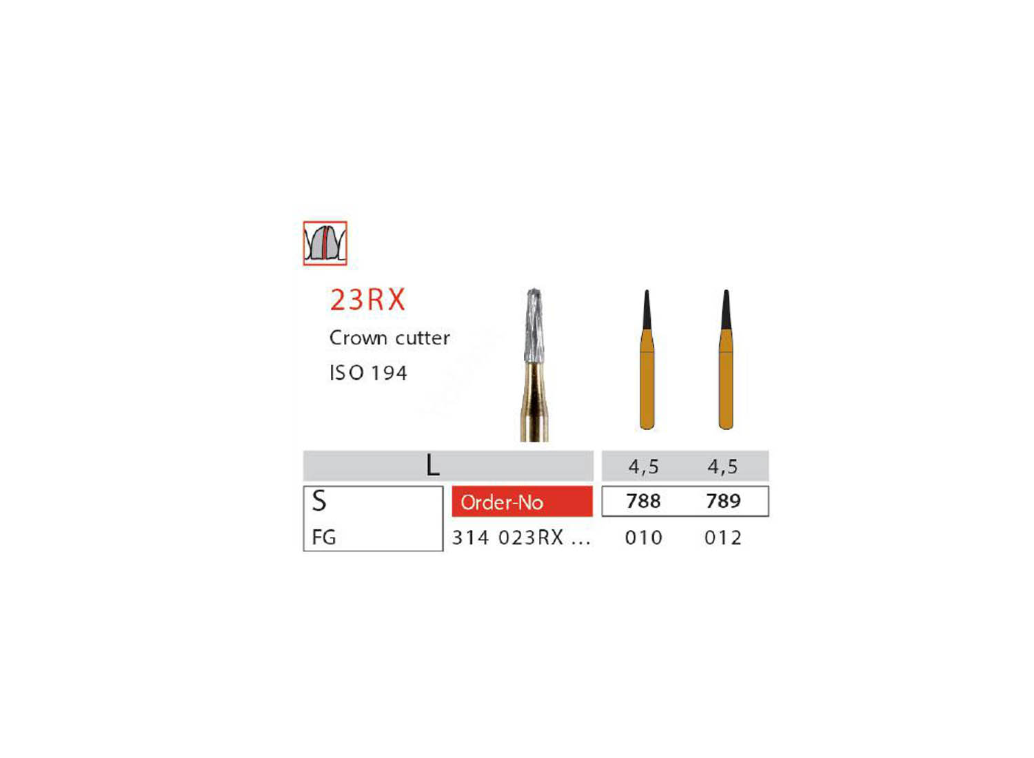 فرز کارباید کرون بر مخروطی ته گرد توربین 6 عددی کد 23RX دیا سوئیس