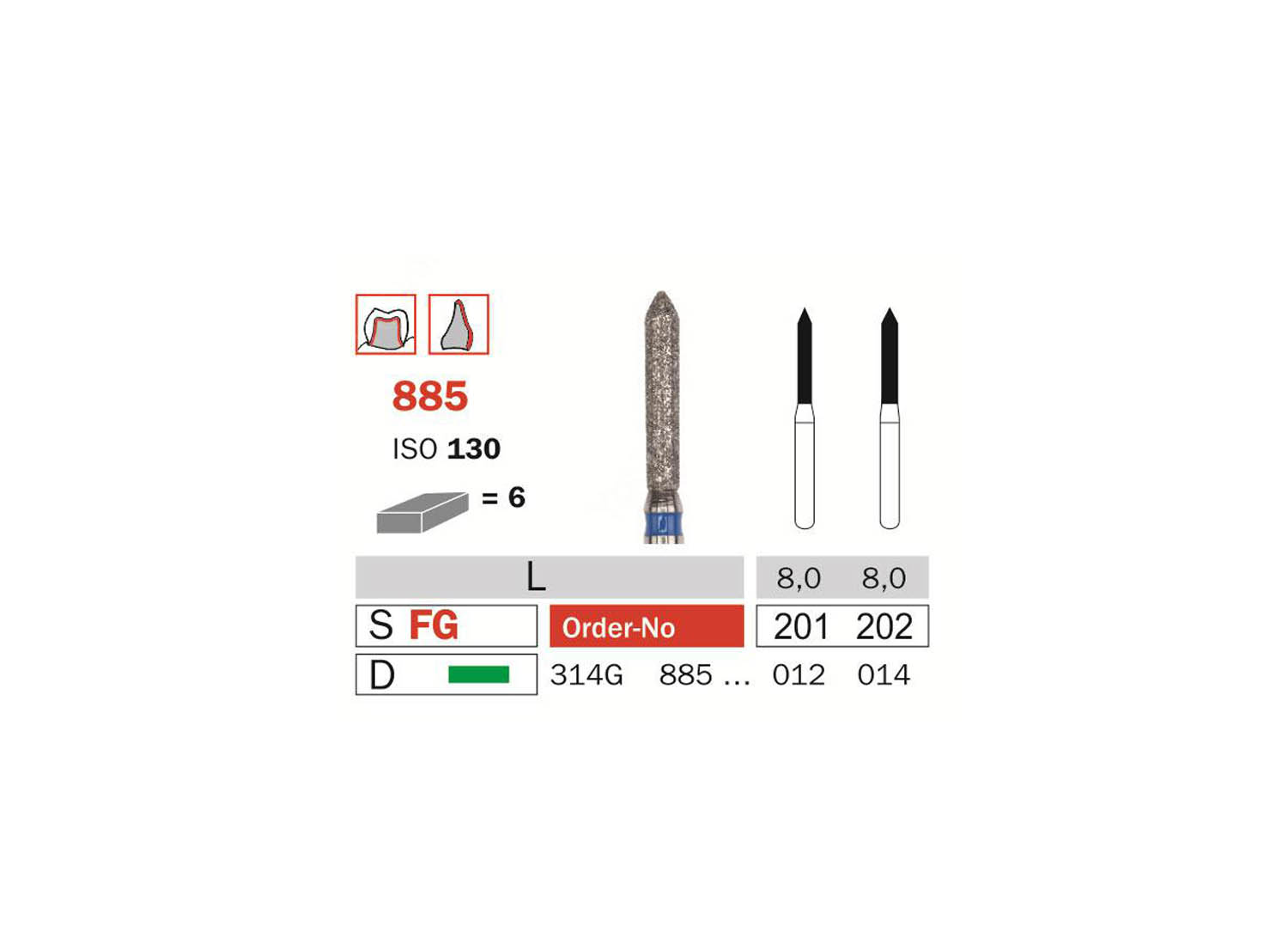 فرز الماسی استوانه ای سوزنی توربین 6 عددی کد 885 دیا سوئیس