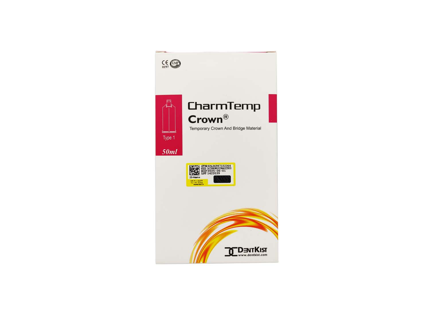 ماده ساخت روکش موقت CharmTemp Crown کارتریج 50 میلی لیتری برند DentKist