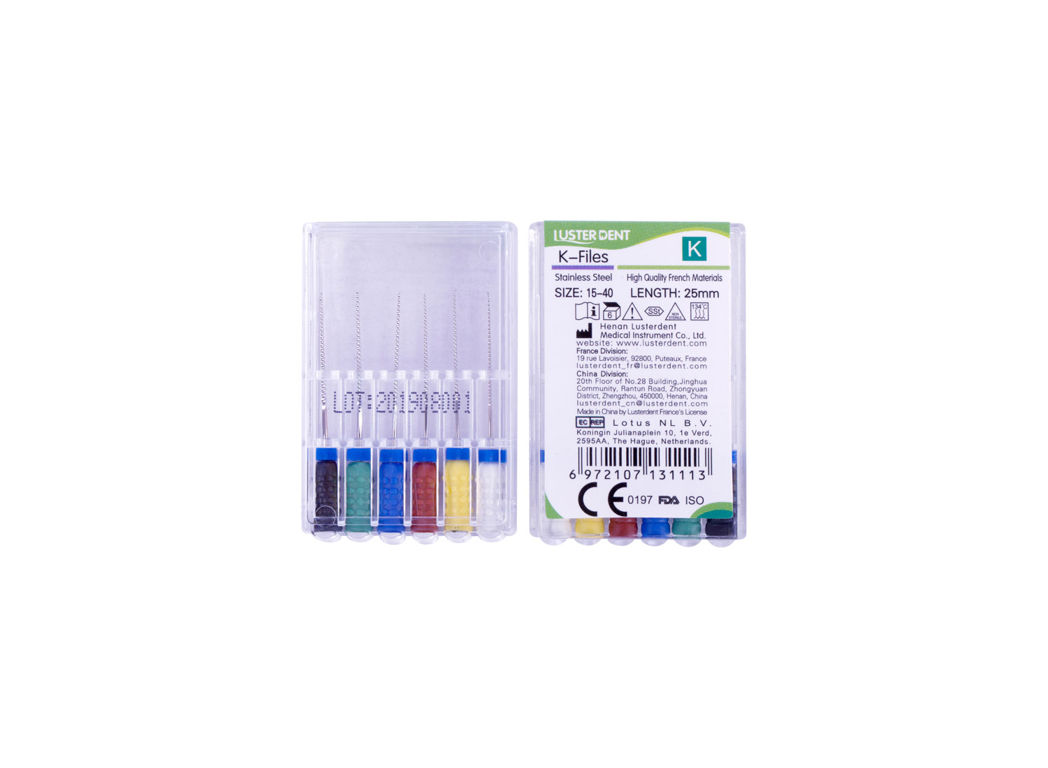 فایل دستی K File طول 25 و 31 میلی متر بسته 6 عددی برند Lusterdent