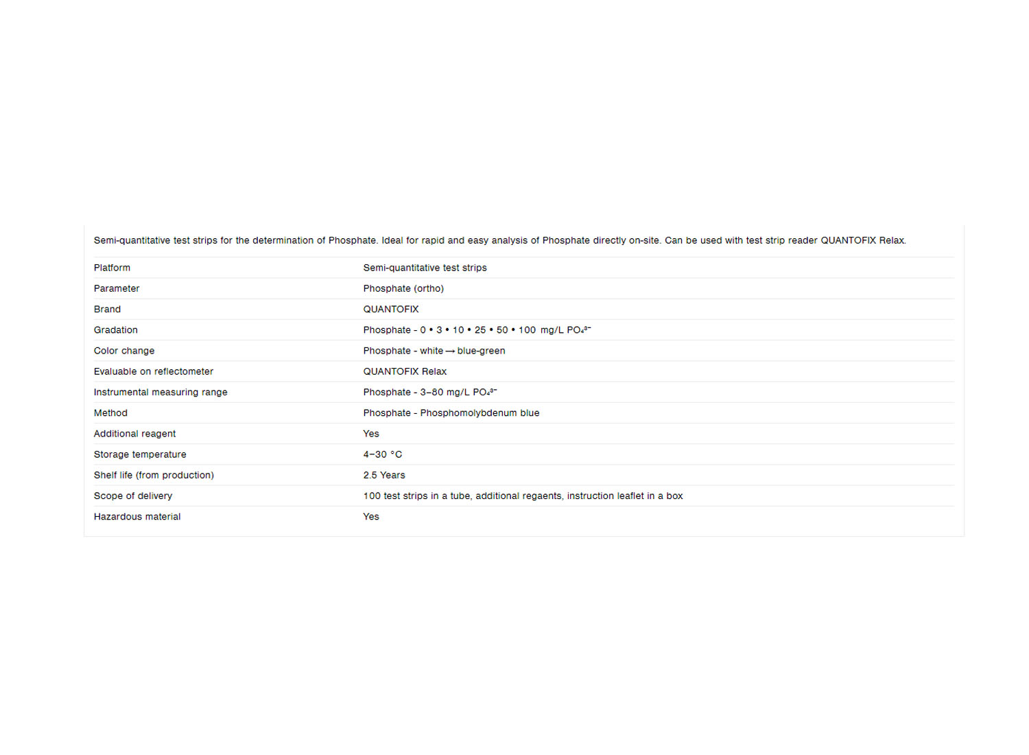 نوار تست نیمه کمی فسفات QUANTOFIX Phosphate بسته 100 عددی برند Macherey-Nagel