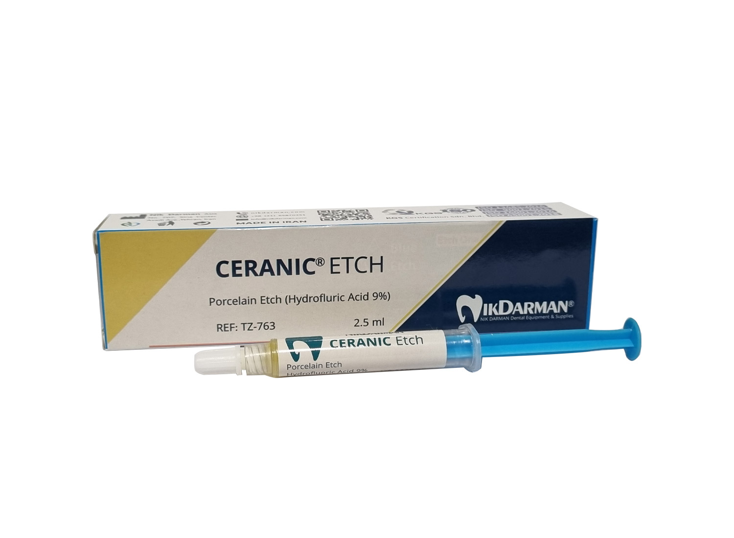 ژل اسید اچ 9% Ceranic Etch سرنگ 2.5 میلی لیتری برند نیک درمان