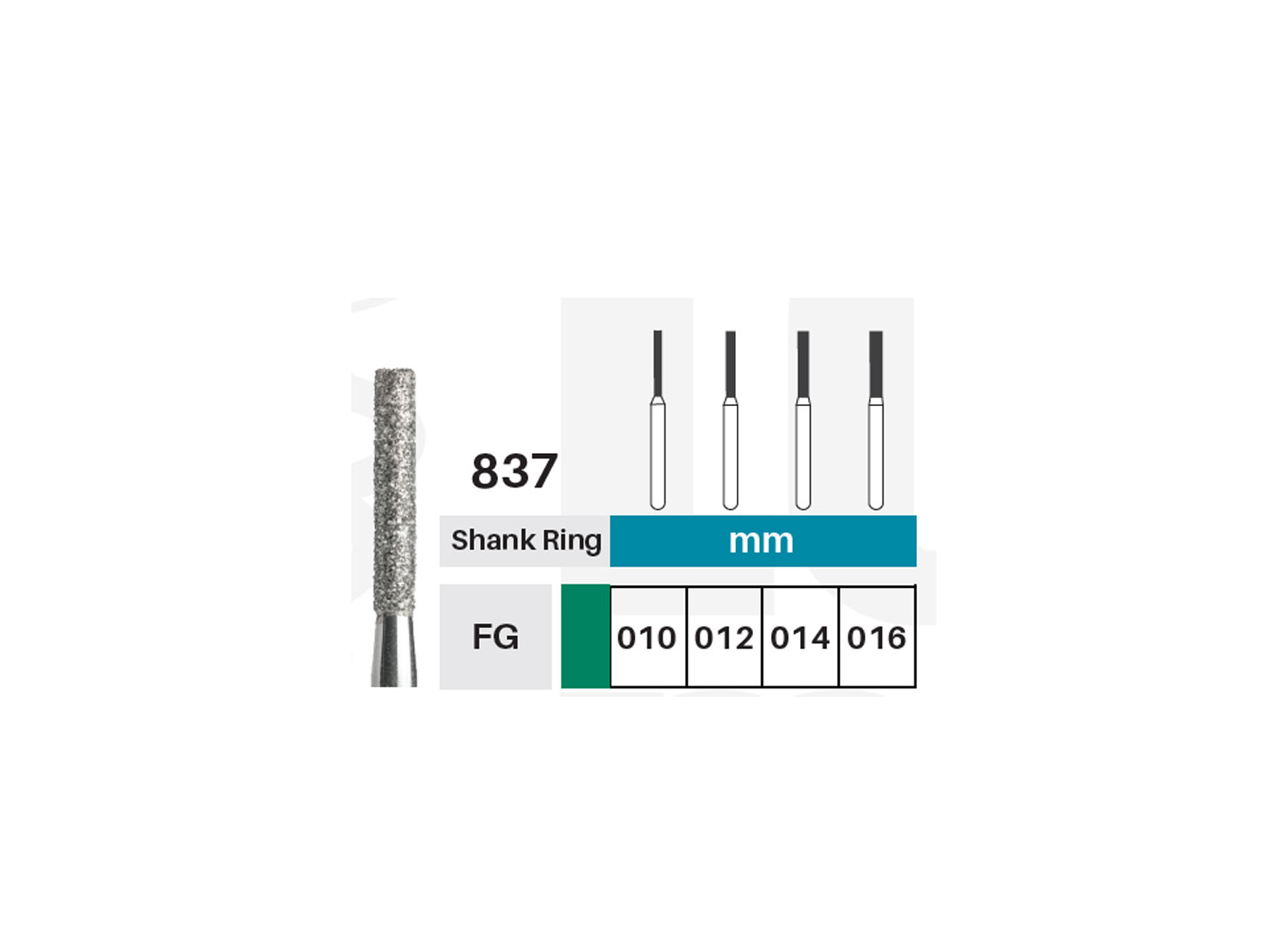 فرز الماسی استوانه ای ته صاف توربین مدل 837 بسته 5 عددی برند RDT