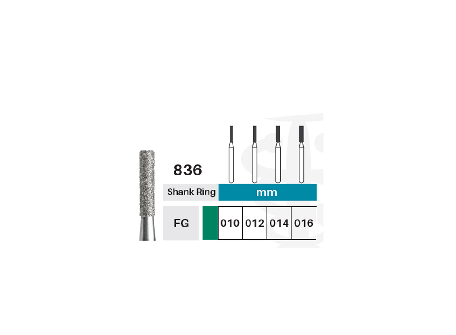 فرز الماسی استوانه ای ته صاف توربین مدل 836 بسته 5 عددی برند RDT