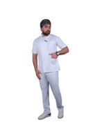 ست پزشکی مردانه اسکراب و شلوار رنگ سفید کد 49 برند شکوه دندان
