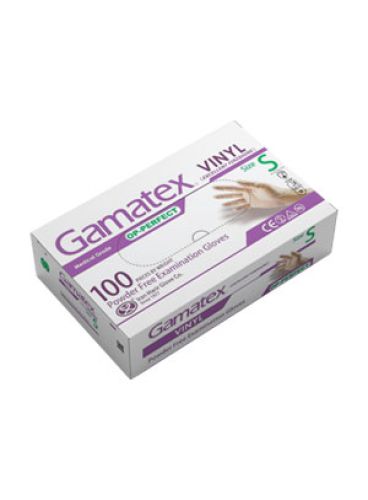 |دستکش معاینه وینیل بدون پودر بسته 100 عددی برند GAMATEX