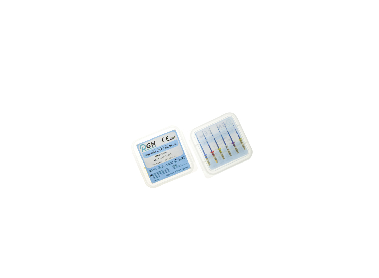 فایل روتاری سوپر تیپر آبی طول 25 میلی متر بسته 6 عددی برند RGN
