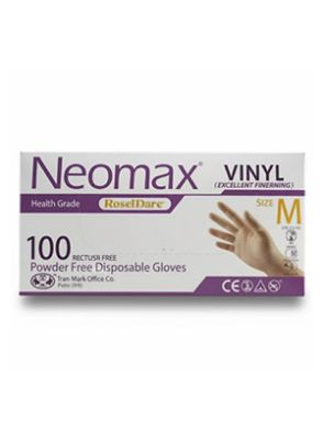 |دستکش معاینه وینیل بدون پودر بسته 100 عددی برند Neomax
